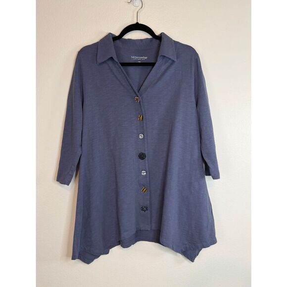 Soft Surroundings Tops - Soft Surroundings Danielle Blouse Blue Decorative Snap Covers Size Large